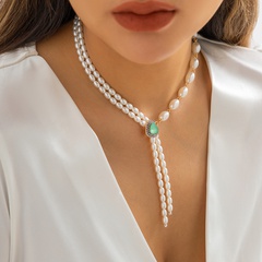 Fashion Heart Shape Imitation Pearl Alloy Beaded Inlay Rhinestones Women'S Pendant Necklace 1 Piece