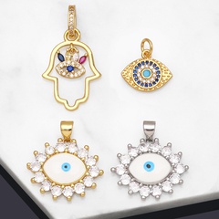 Fashion Devil'S Eye Hand Of Fatima Copper Gold Plated Zircon Jewelry Accessories 1 Piece