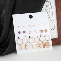 Fashion Starfish Crown Shell Alloy Plating Inlay Rhinestones Pearl Women'S Drop Earrings Ear Studs 9 Pairs