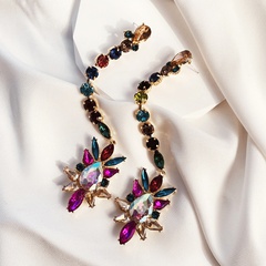 Vintage Style Flower Alloy Inlay Rhinestones Women'S Drop Earrings 1 Pair