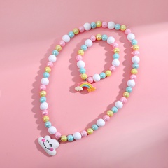 Simple Style Clouds Rainbow Plastic Resin Kid'S Bracelets Necklace 1 Set