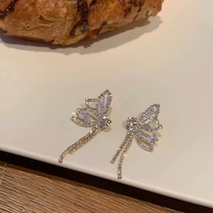 Sweet Butterfly Metal Tassel Plating Inlay Rhinestones Women'S Drop Earrings 1 Pair