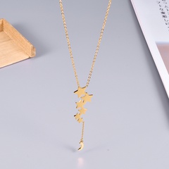 Simple Style Star Moon Titanium Steel Gold Plated Pendant Necklace 1 Piece