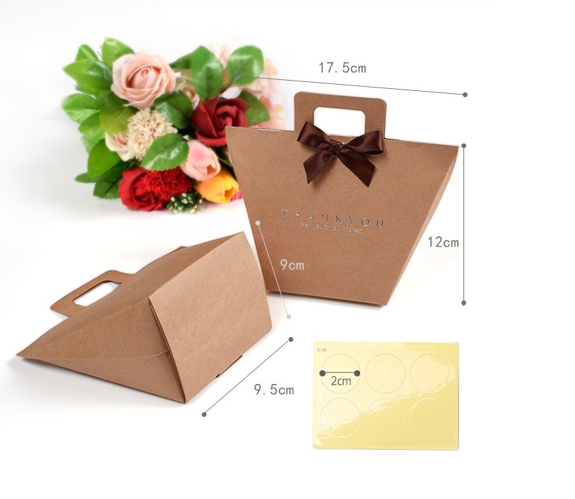 simple solid color gift box portable kraft paper bronzing packaging gift bagpicture4