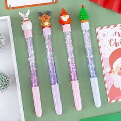 Christmas Gift Student Christmas Cartoon Glitter Powder Quicksand Stationery Gel Pen Wholesale