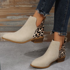 Women'S Fashion Leopard Point Toe Martin Boots