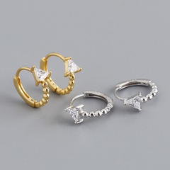 Simple Style Geometric Sterling Silver Plating Zircon Earrings 1 Pair