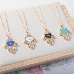 Fashion Devil'S Eye Palm Alloy Plating Inlay Artificial Gemstones Women'S Pendant Necklace 1 Piece