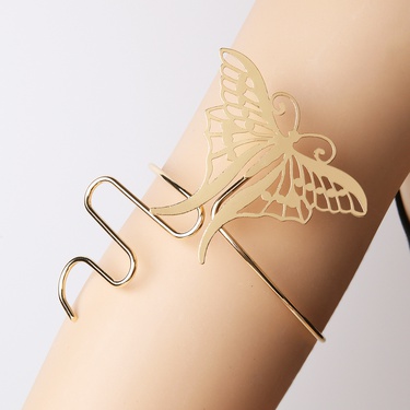 Classic Golden Glossy Butterfly Bracelet Internet Hot Fashionable Armband European and American Popular Bracelet Simple Hollow Hand Jewelry Armband—2
