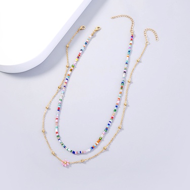 Multicolor Zircon Pendant Multi-Layer Layered Necklace—3