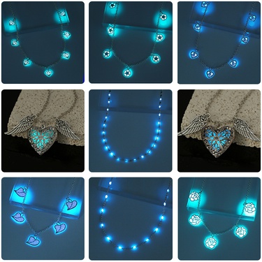 Sky Blue Luminous Chain Style Necklace—1