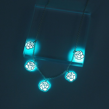 Sky Blue Luminous Chain Style Necklace—4
