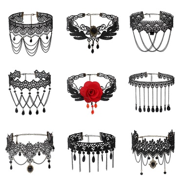 Cross-Border Accessories Multi-Layer Tassel Lace Collar Gothic Lolita Vintage Choker Necklace—1