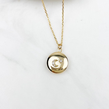 European and American Photo Box New Sun and Moon Album Necklace Pendant Necklace Stainless Steel Sweater Chain Open and Close Necklace 18K Gold Plating—4