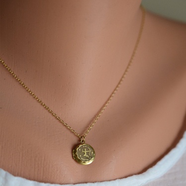 Photo Box Pendant Twelve Constellations Necklace Three-Dimensional 12 Constellation Album Necklace Sweater Chain Cross-Border New Product 18K Gold Plating—5