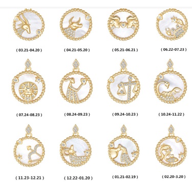 Round Full Diamond Twelve Constellations Necklace Cross-Border Independent Station Hot Sale New 12 Constellation Necklace Electroplated Real Gold Color Retention—5