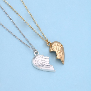 Cross-Border Hot Sale Angel Wings Couple Necklace Simple Magnetite Suction Alloy Non-Fading Valentine's Day Gift—4