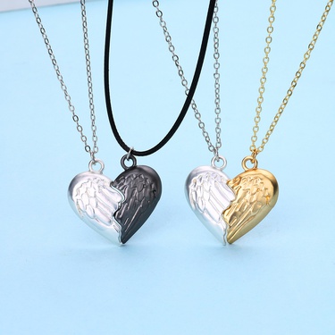 Cross-Border Hot Sale Angel Wings Couple Necklace Simple Magnetite Suction Alloy Non-Fading Valentine's Day Gift—1
