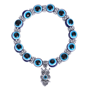 Amazon Hot Devil Eye Bracelet Butterfly Elephant Fatima Hand Pendant Resin round Beads Blue Eyes Bracelet—5