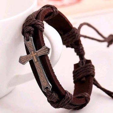 European and American Fashion and Trendy Accessories Personality Handmade Braided Leather Bracelet Simple Pull Adjustable Vintage Leather Bracelet—3