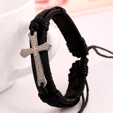 European and American Fashion and Trendy Accessories Personality Handmade Braided Leather Bracelet Simple Pull Adjustable Vintage Leather Bracelet—5