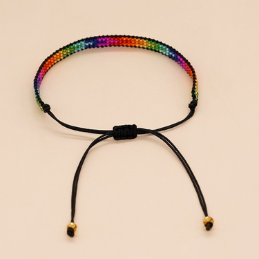 Amazon New 3 Rows Bead Circular Color Arrow Pattern Bead Woven Bracelet Female Factory in Stock Straight Hair—2