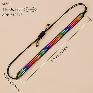 Amazon New 3 Rows Bead Circular Color Arrow Pattern Bead Woven Bracelet Female Factory in Stock Straight Hair—5