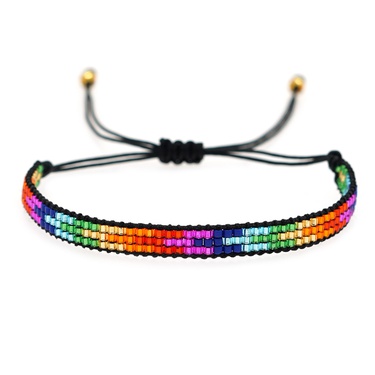 Amazon New 3 Rows Bead Circular Color Arrow Pattern Bead Woven Bracelet Female Factory in Stock Straight Hair—4