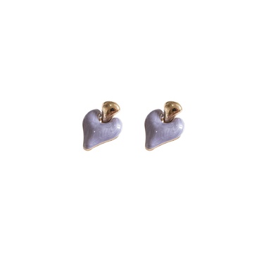 French Retro Changchun Flower Basket Purple Drop Oil Earrings S925 Silver Enamel Earrings Cute Sweet Loving Heart Earrings—3