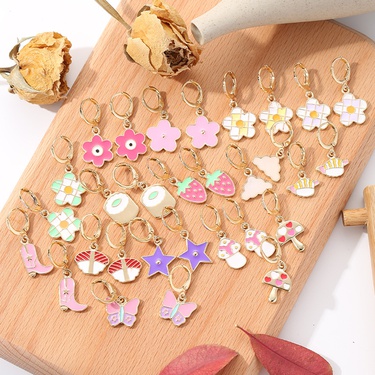 INS European and American Style New Butterfly Flower Earrings Women's Fashion All-Match Popular Earrings Copper Plating 18K Gold Ear Clips Earrings—1