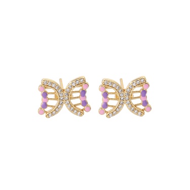 European and American Ins High-Profile Figure Drop Oil Hollow Butterfly Studs Earrings Copper Plating 18K Gold Micro Inlaid Zircon Earrings for Women—3