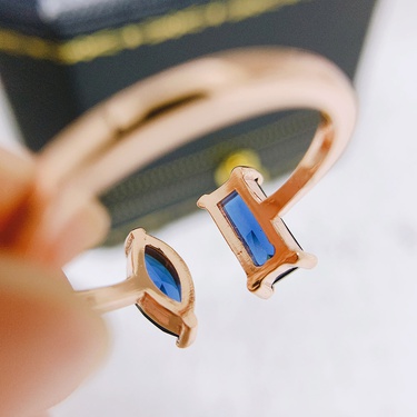 Hazy Moon AliExpress New Fashion Zircon Geometric Women's Open Ring Plated Real Gold Jewelry—2