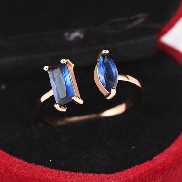 Hazy Moon AliExpress New Fashion Zircon Geometric Women's Open Ring Plated Real Gold Jewelry—4