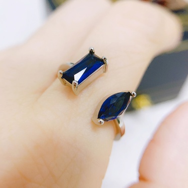 Hazy Moon AliExpress New Fashion Zircon Geometric Women's Open Ring Plated Real Gold Jewelry—5
