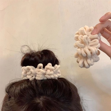 Small Hair Volume Plush Hair Band Female Net Red Japanese Korean Hair Rope Towel Ring Ins like Rubber Band Simple Temperament Hairtie—1