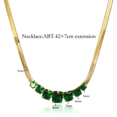 Cross-Border Retro Emerald Personalized Clavicle Chain Hong Kong Style Lady Temperamental Niche Necklace Diamond-Embedded Geometric Square Necklace—4