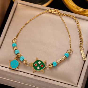 Cross-Border  2023 New Bracelet Turquoise Elephant Love Fish Turtle Fashion Stainless Ornament Bracelet for Women—2