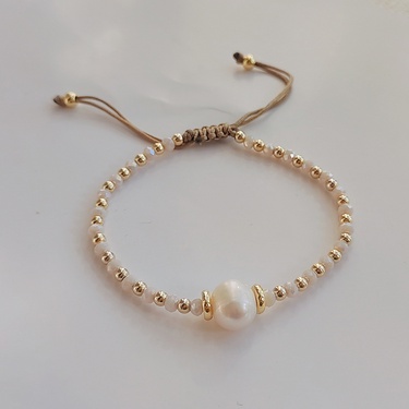 Wish Cross-Border Multi-Layer Twin Golden Balls Bracelet Ins Bohemian Style Natural Pearl Handmade Beaded Bracelet for Women—3