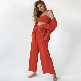 Fashion Solid Color Pajama Sets Polyester Pants Sets Lingerie  Pajamaspicture27