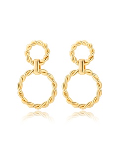 Vintage Geometric Copper-Plated Twist Double Circle Earrings Wholesale