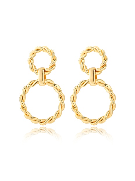 Vintage Geometric Copper-Plated Twist Double Circle Earrings Wholesale NHTIJ628883's discount tags