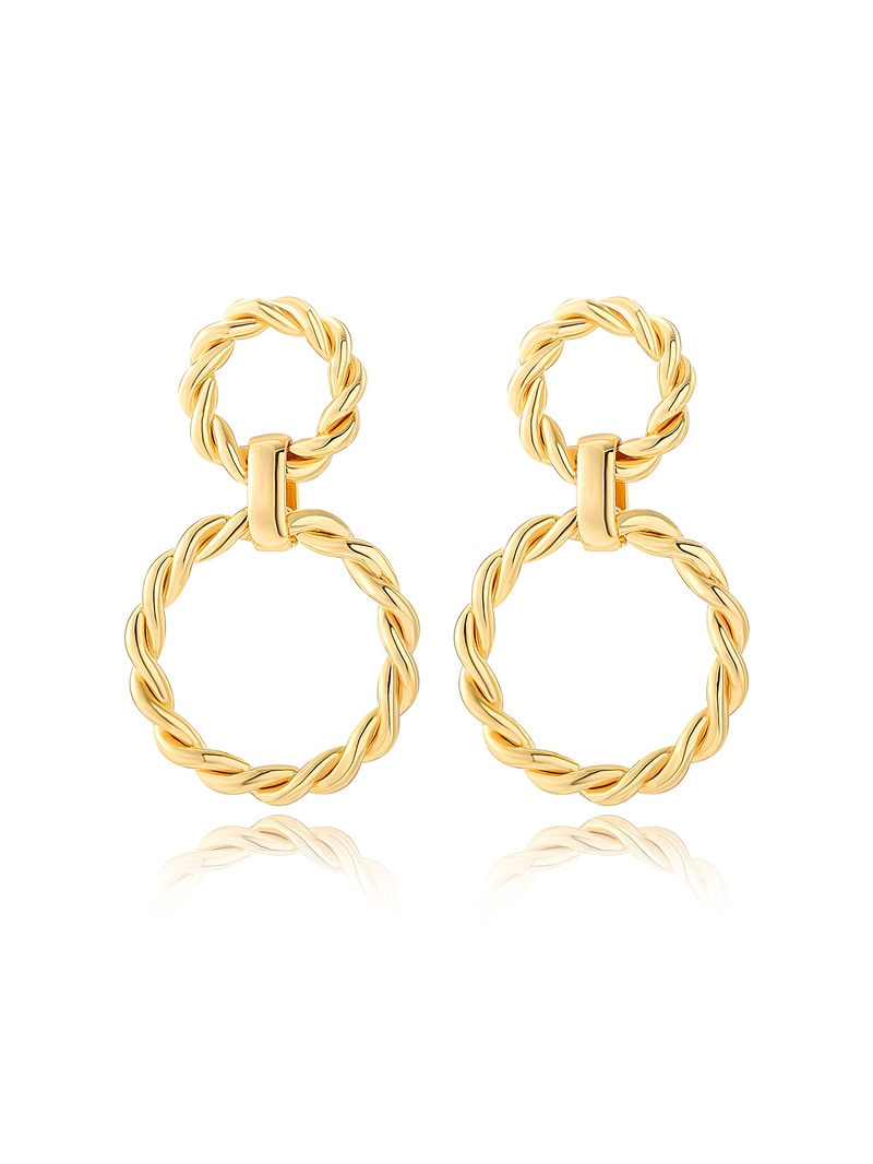 Vintage Geometric CopperPlated Twist Double Circle Earrings Wholesale