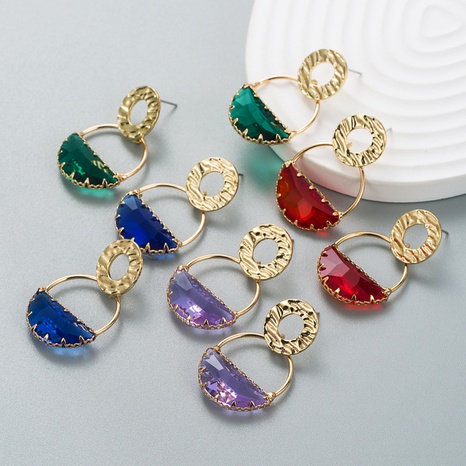 L'Europe et les États-Unis pierres précieuses en cristal simples boucles d'oreilles bijoux's discount tags