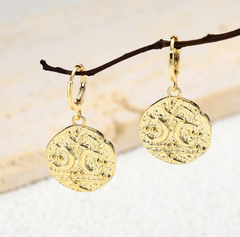 Fashion Circle Geometric Copper Plating Star Moon Pendant Earrings Pair NHTIJ628936's discount tags