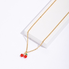 Valentine's Day fashion fruit cherry geometric pendant copper necklace wholesale