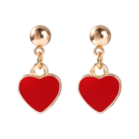 Fashion Valentine's Day Alloy Drip Oil Heart Shaped Earrings Wholesale NHJQ628942's discount tags