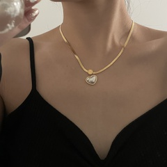 Fashion Heart snake bone chain titanium steel pearl necklace wholesale