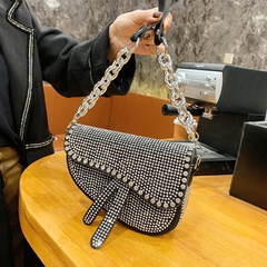 new fashion Korean style Diamond-studded saddle bag shoulder messenger chain small bag 20*14*5CM