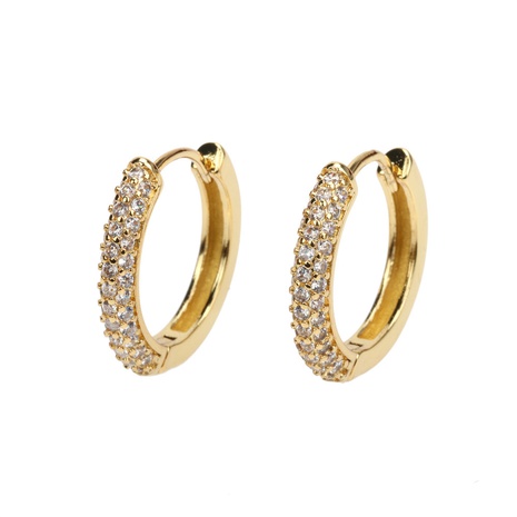 Gold hollow circle zircon micro-set earrings copper gold-plated earrings wholesale's discount tags