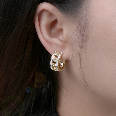 European and American copper-plated real gold chain twist diamond drop oil earrings's discount tags